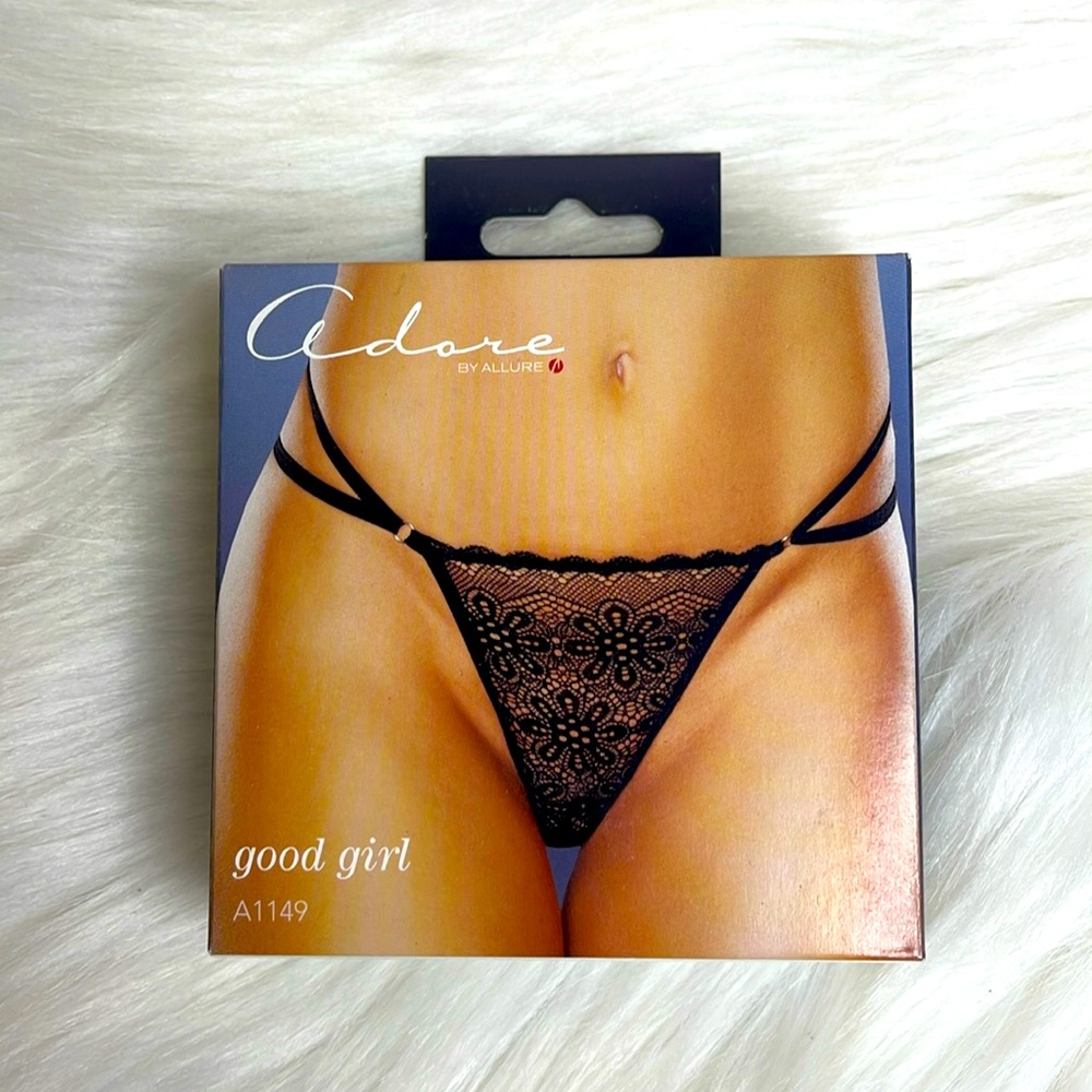 BRAND NEW! “GOOD GIRL” BLACK DOUBLE STRAP THONG- ONE SIZE